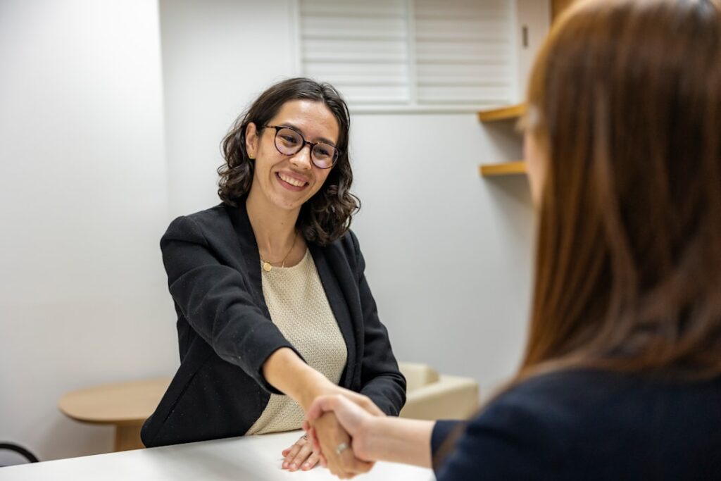 Visa consultant meeting with client